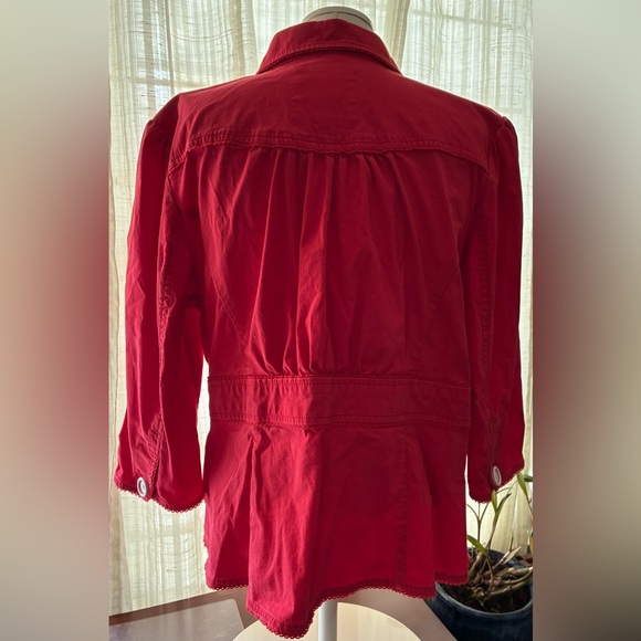 Sonoma Button Front Casual Red 3/4 Sleeve Blazer Jacket Sz 1X - Picture 2 of 3